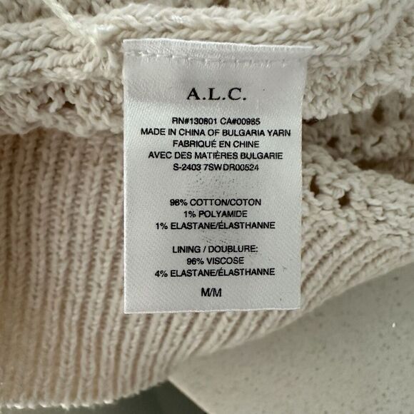 A.L.C. Corinne Mini Dress Crochet Knit Size M Off White Cream Ivory READ - Picture 7 of 9